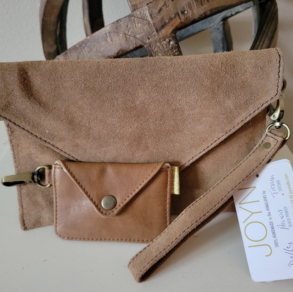 Joyn India Suede Clutch with Coin Purse